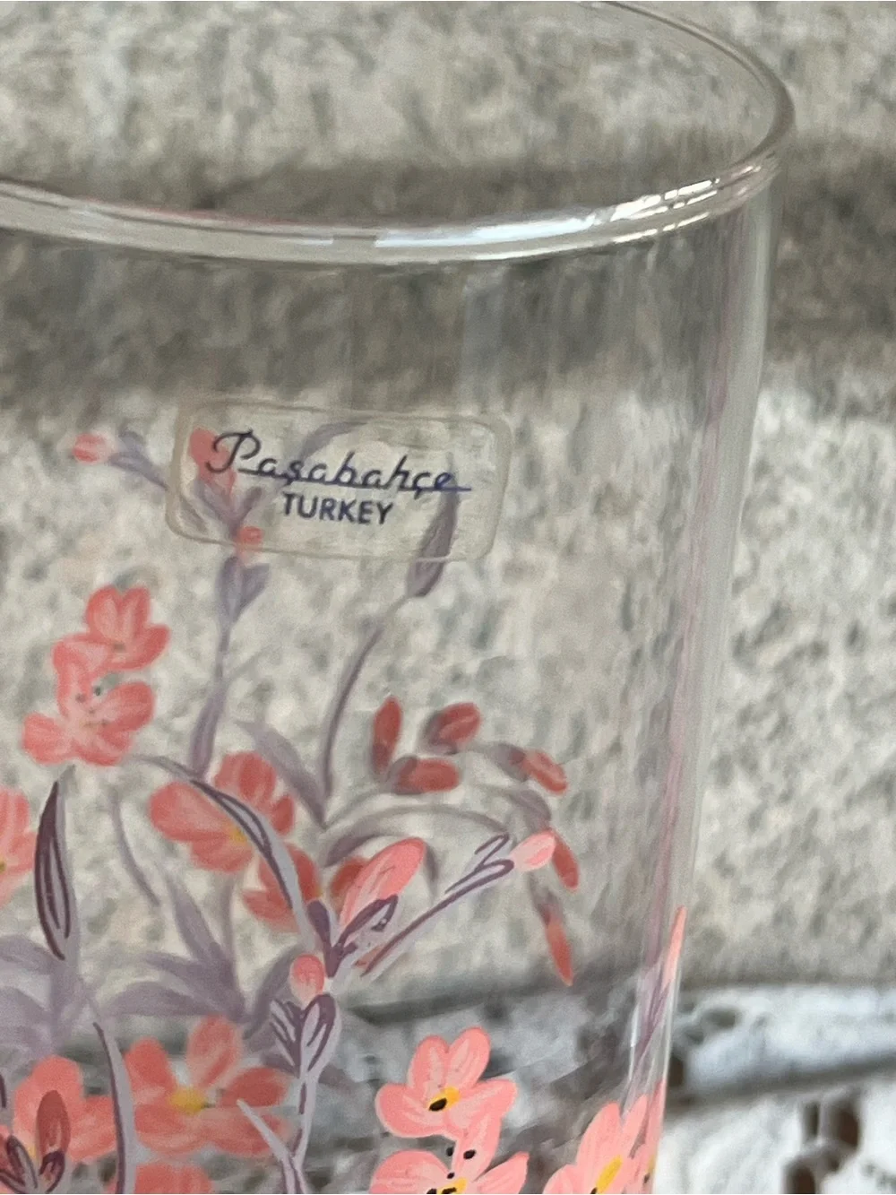 Hand-Painted Pink Floral Glass Tumbler — Turkey